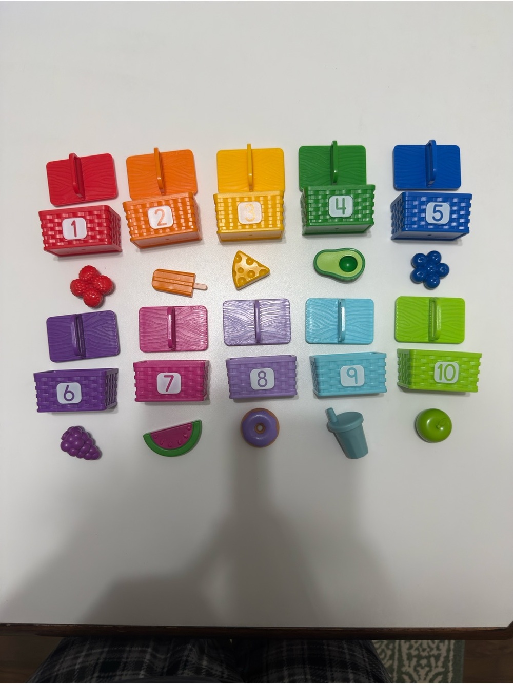 Rainbow Counting & Sorting Basket Set for Kids - Multicolor Learning Toy